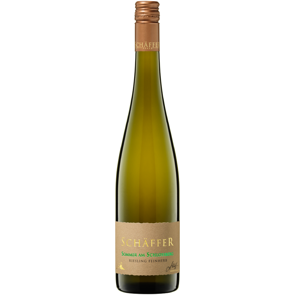 grüne Flasche Riesling feinherb 0,75 mit bronzener Kapsel